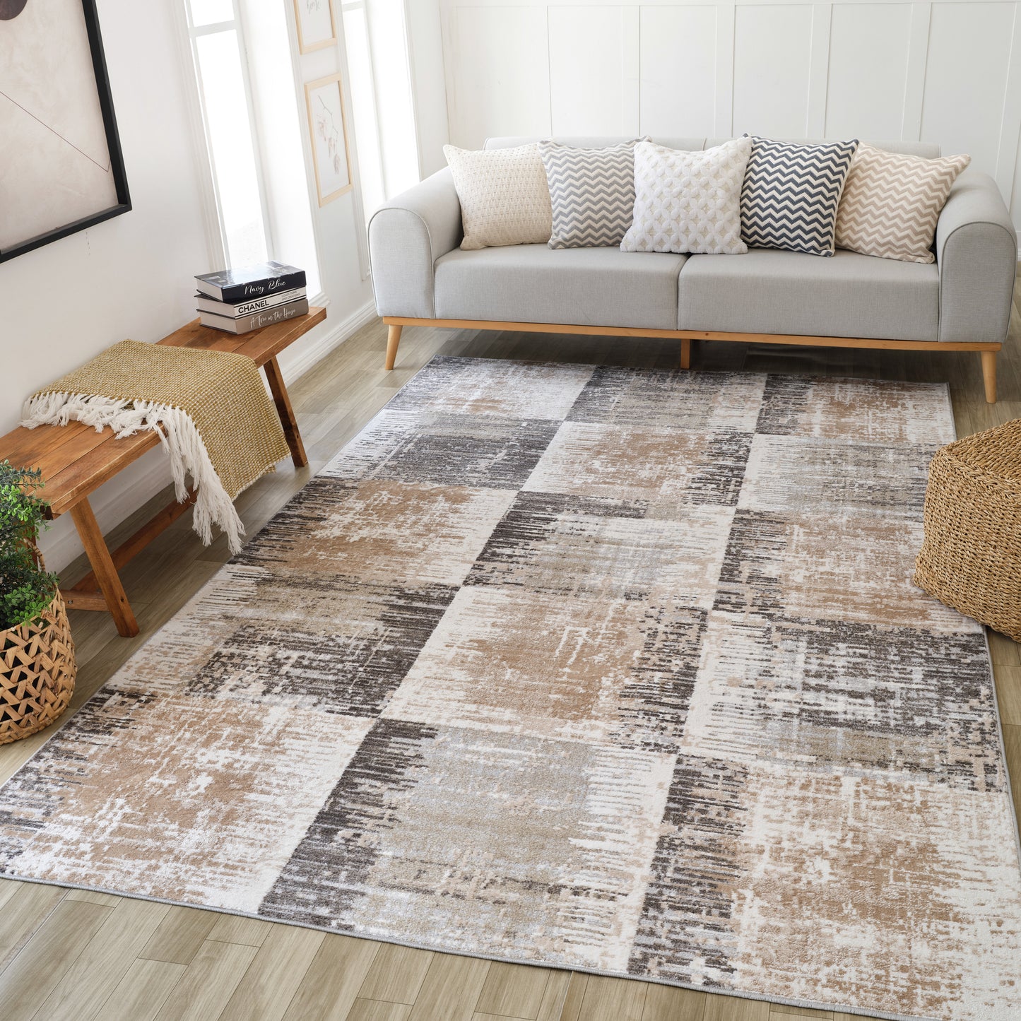 Cadence Abstract Modern Brown Rug