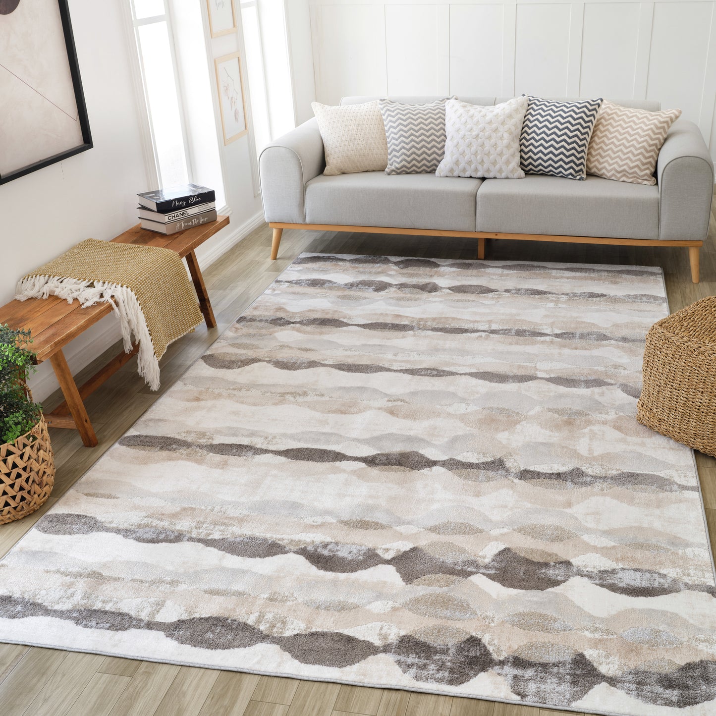 Cadence Abstract Modern Brown Rug