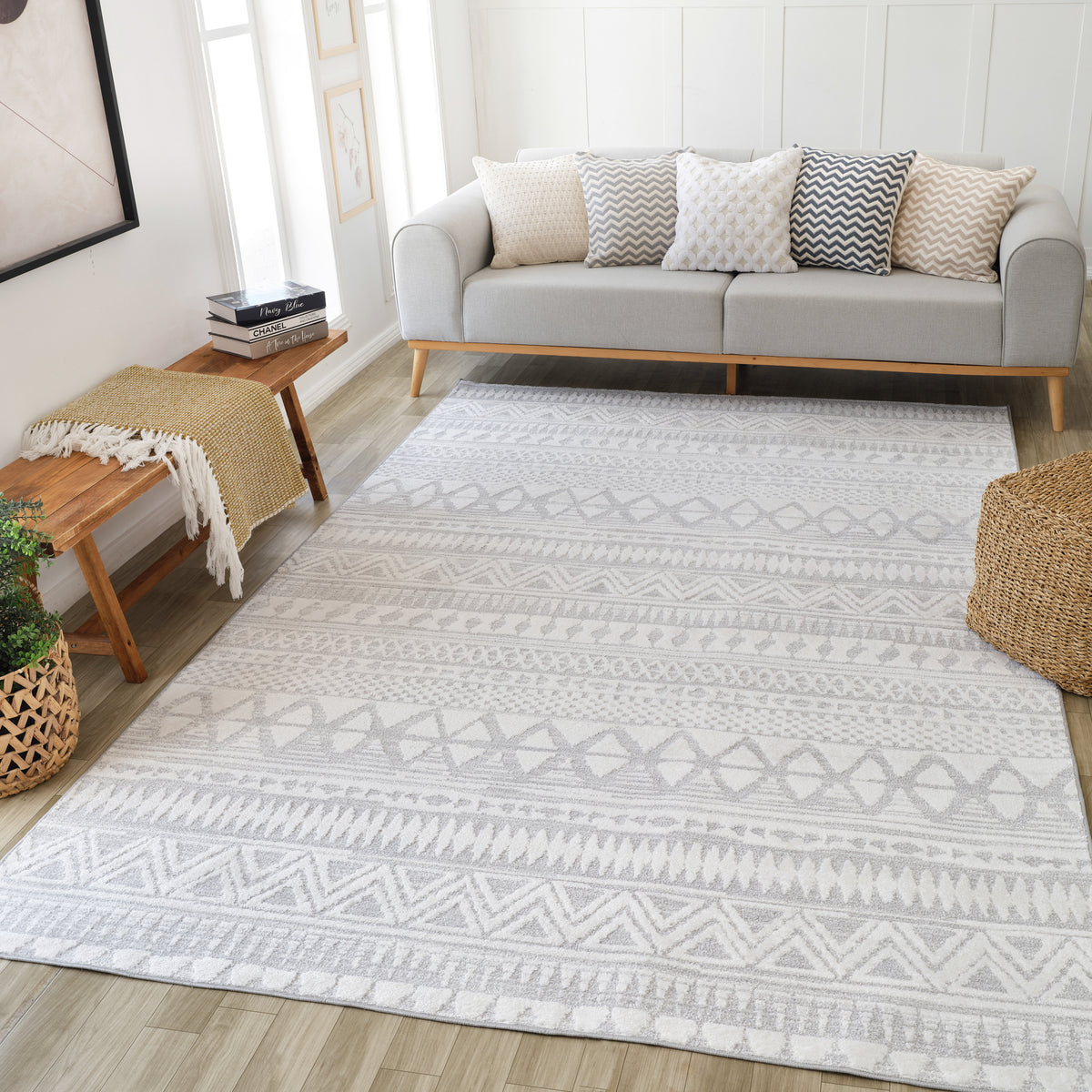 Tapis gris bohème abstrait Cadence