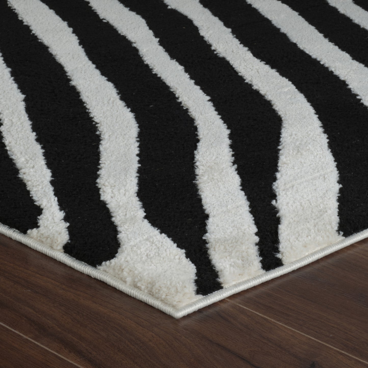 Domus Zebra Print Modern Black White Rug