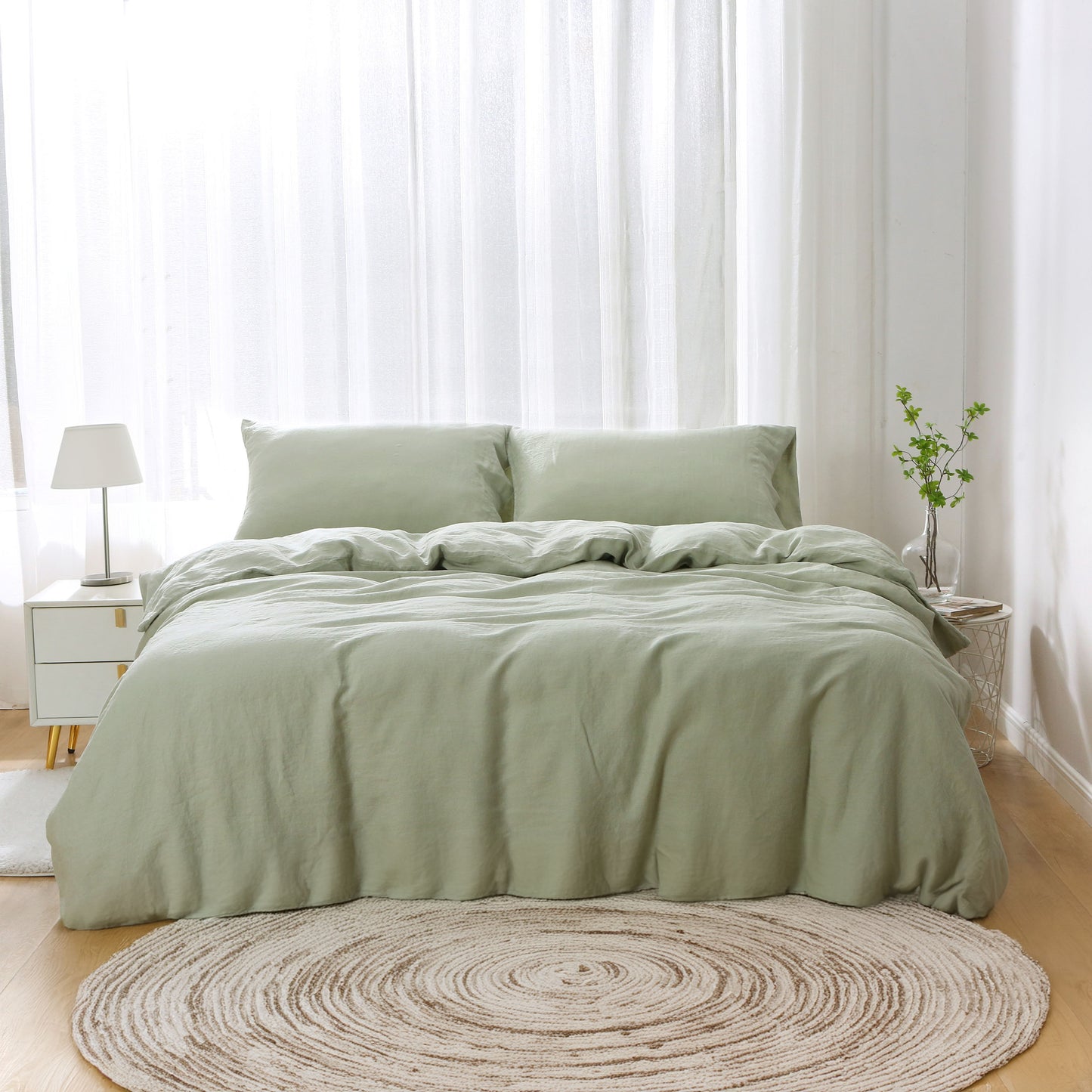 Rug Branch French Linen Grass Green Duvet Cover Set