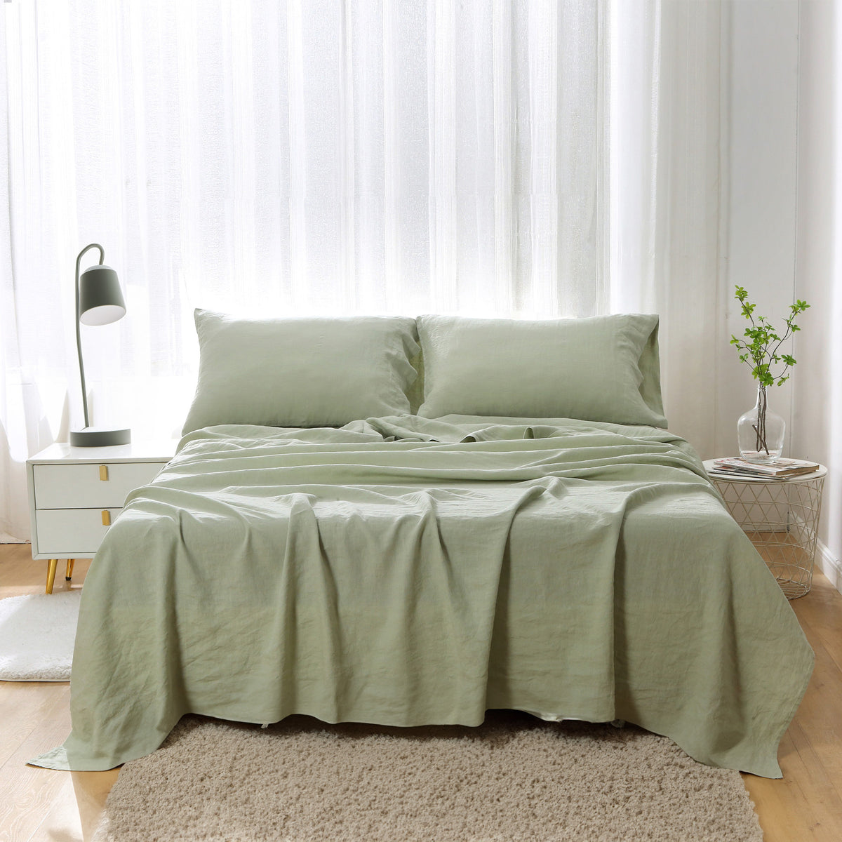 Fable French Linen Grass Green Sheet Set