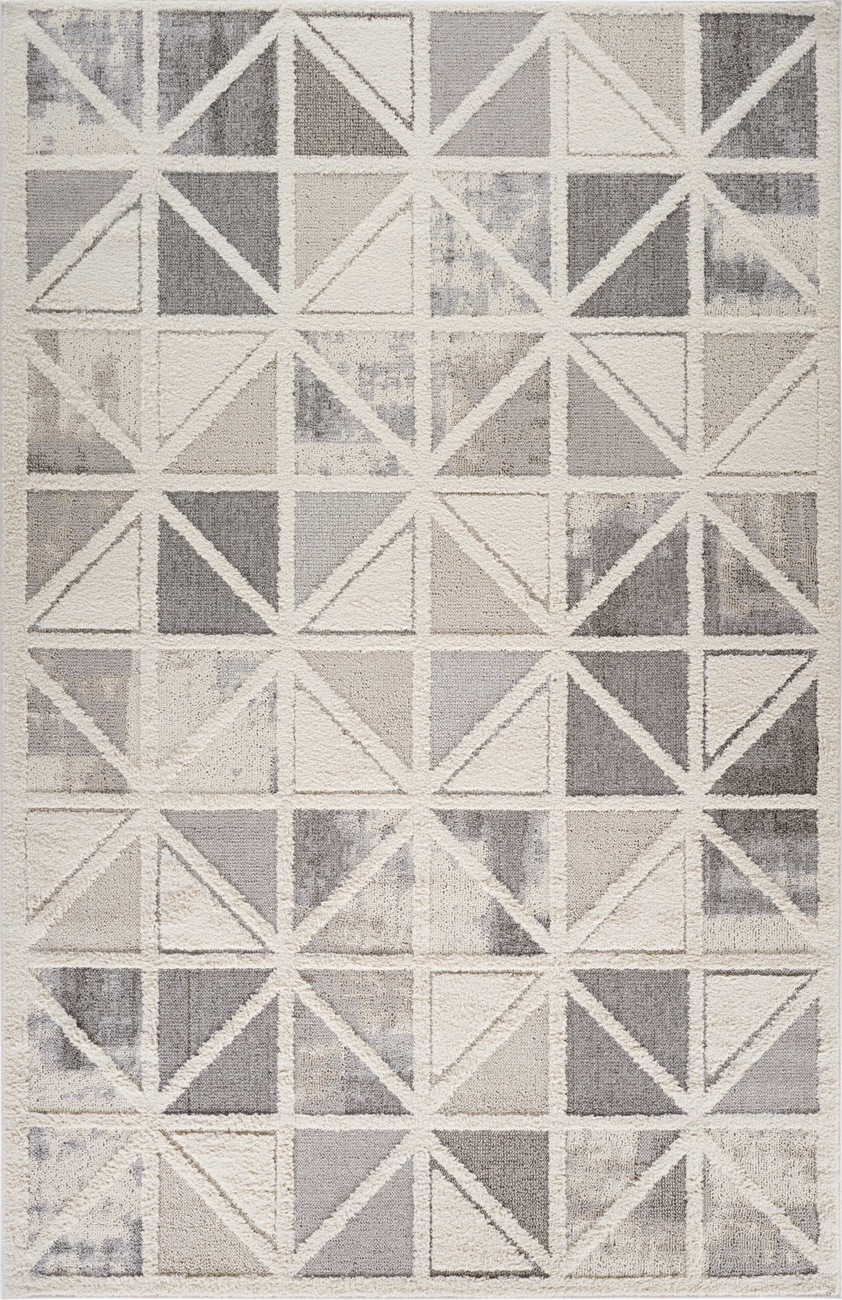 Aarya Geometric Contemporary Cream and Grey Indoor Rug