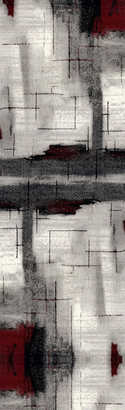 Kyma Abstract Contemporary Grey and Red Indoor Rug-10