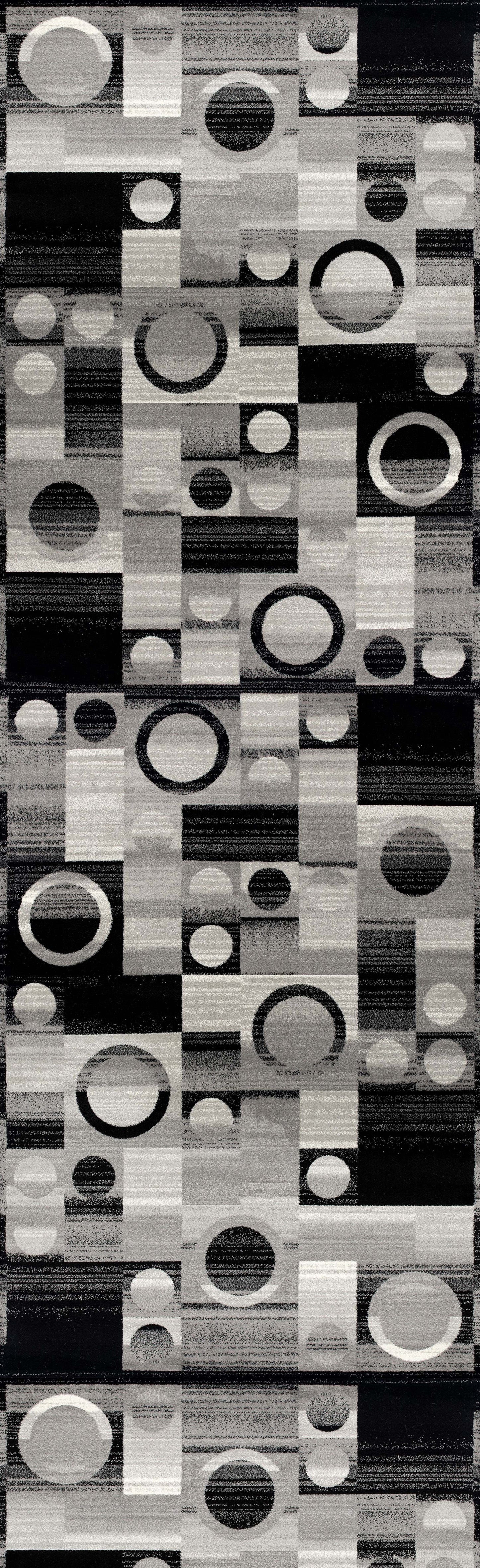 Zamani Geometric Contemporary Black and Grey Indoor Rug-8