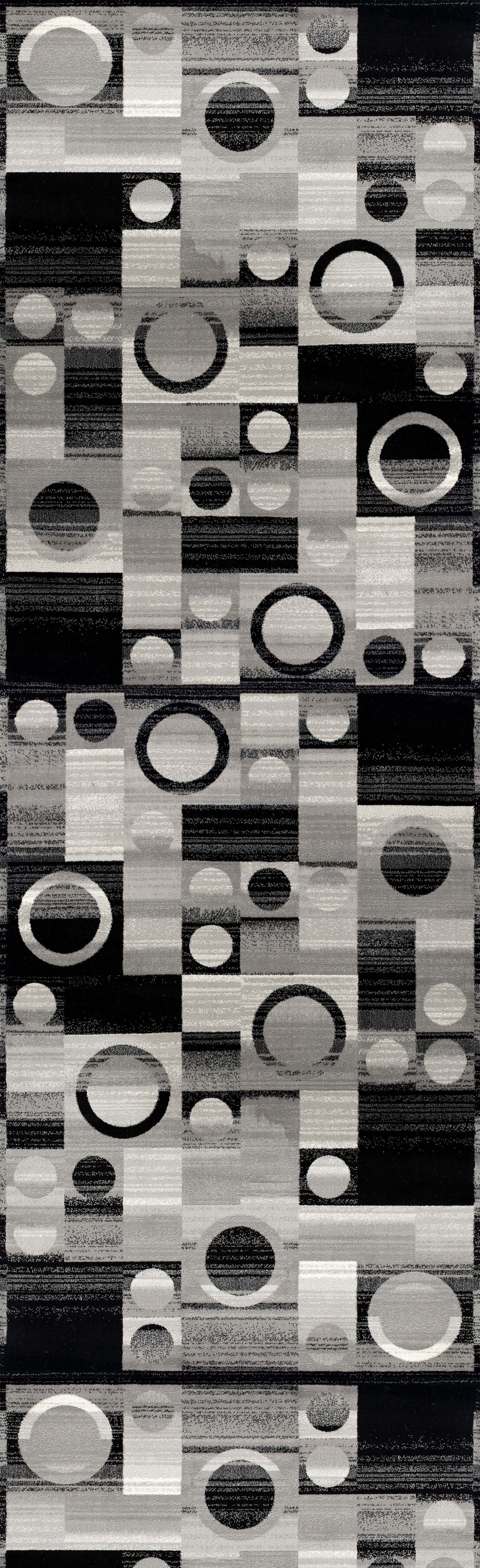 Zamani Geometric Contemporary Black and Grey Indoor Rug-8