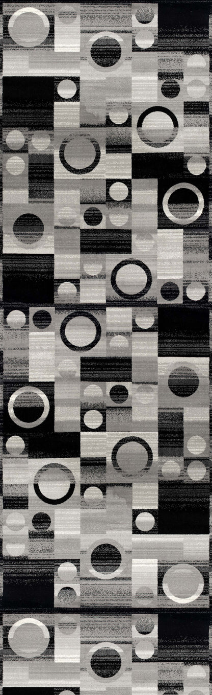 Zamani Geometric Contemporary Black and Grey Indoor Rug-8