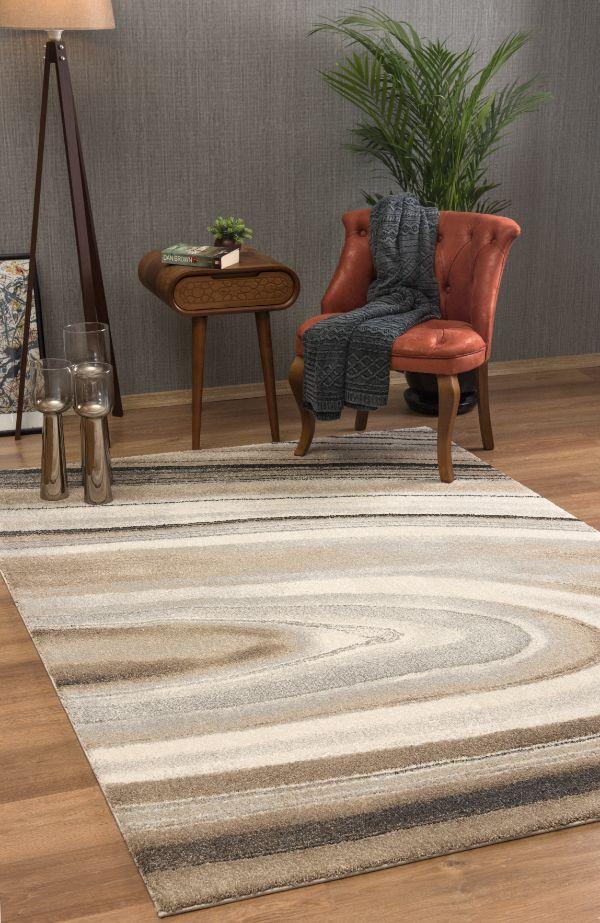 Alfombra de interior contemporánea Darius Abstract color crema y beige