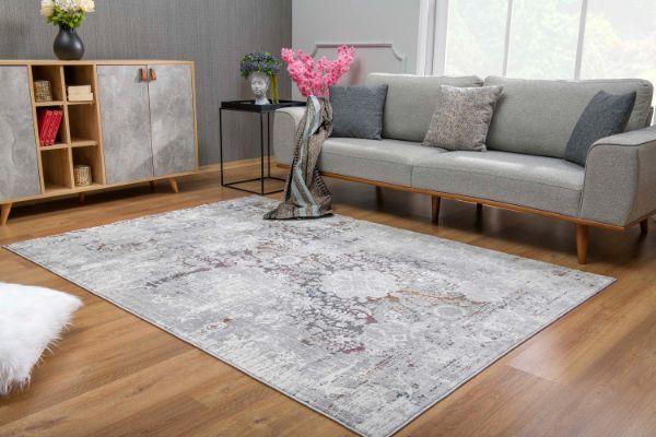 Sardini Collection Modern Oriental Area Rug, Grey