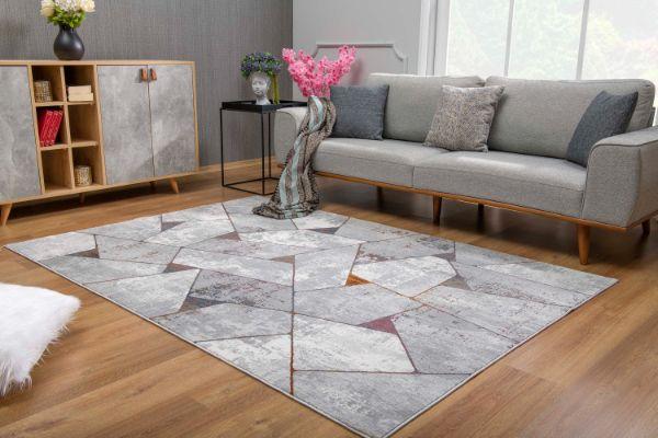 Sardini Collection Modern Geometric Area Rug, Grey