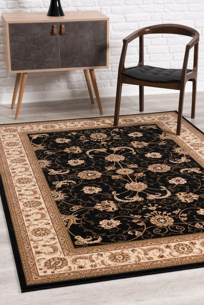 Majestic Collection Traditional Oriental Area Rug and Runner, Black