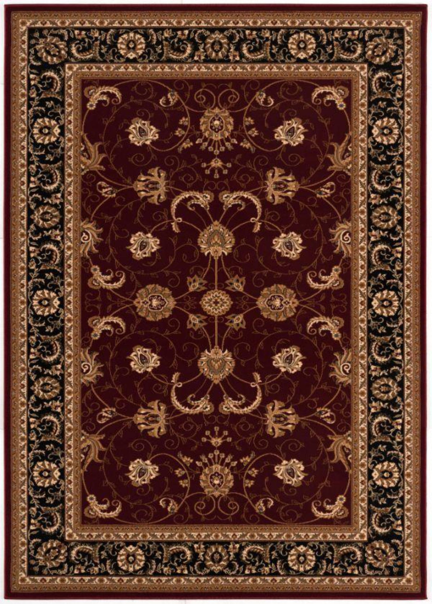 Fayez Persian Medallion Traditional Red and Black Indoor Rug