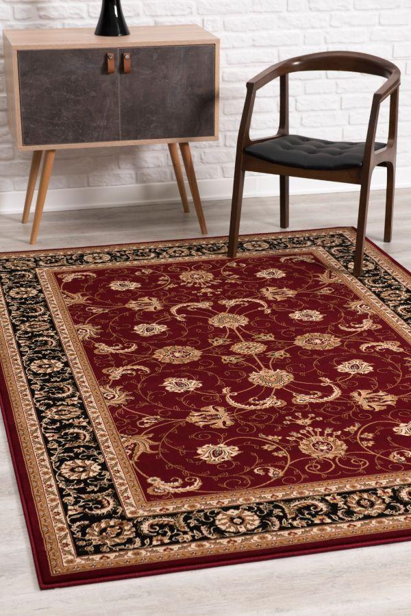 Fayez Persian Medallion Traditional Red and Black Indoor Rug