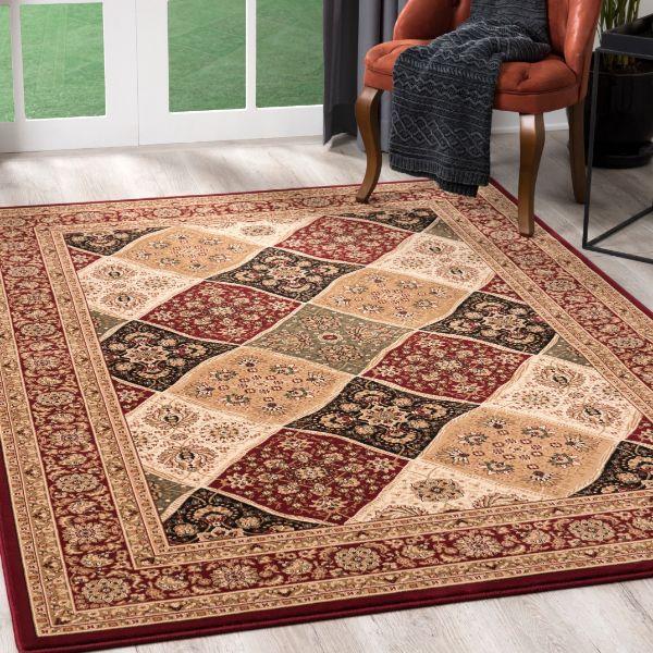 Majestic Collection Traditional Oriental Area Rug and Runner, Red