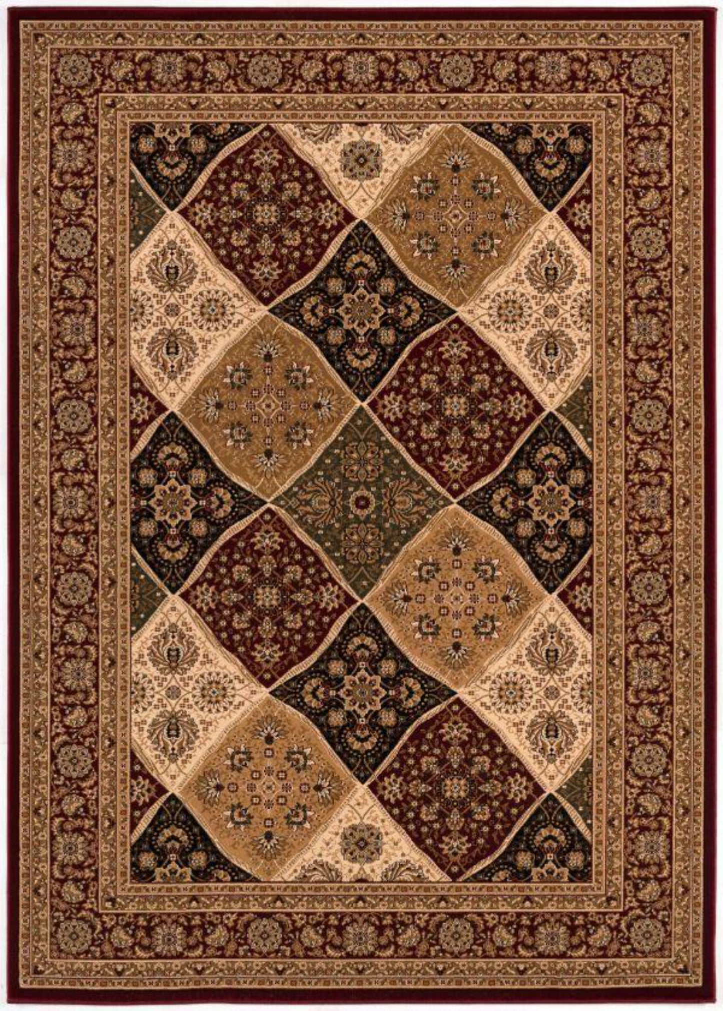 Aseel Persian Medallion Traditional Red and Black Indoor Rug