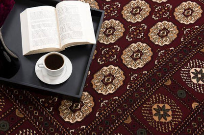 Majestic Collection Traditional Oriental Area Rug and Runner, Red