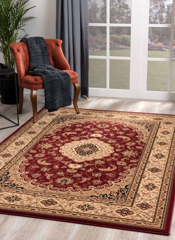 Rimal Persian Medallion Traditional Red and Beige Indoor Rug