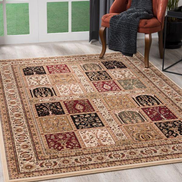 Majestic Collection Traditional Oriental Area Rug and Runner, Cream