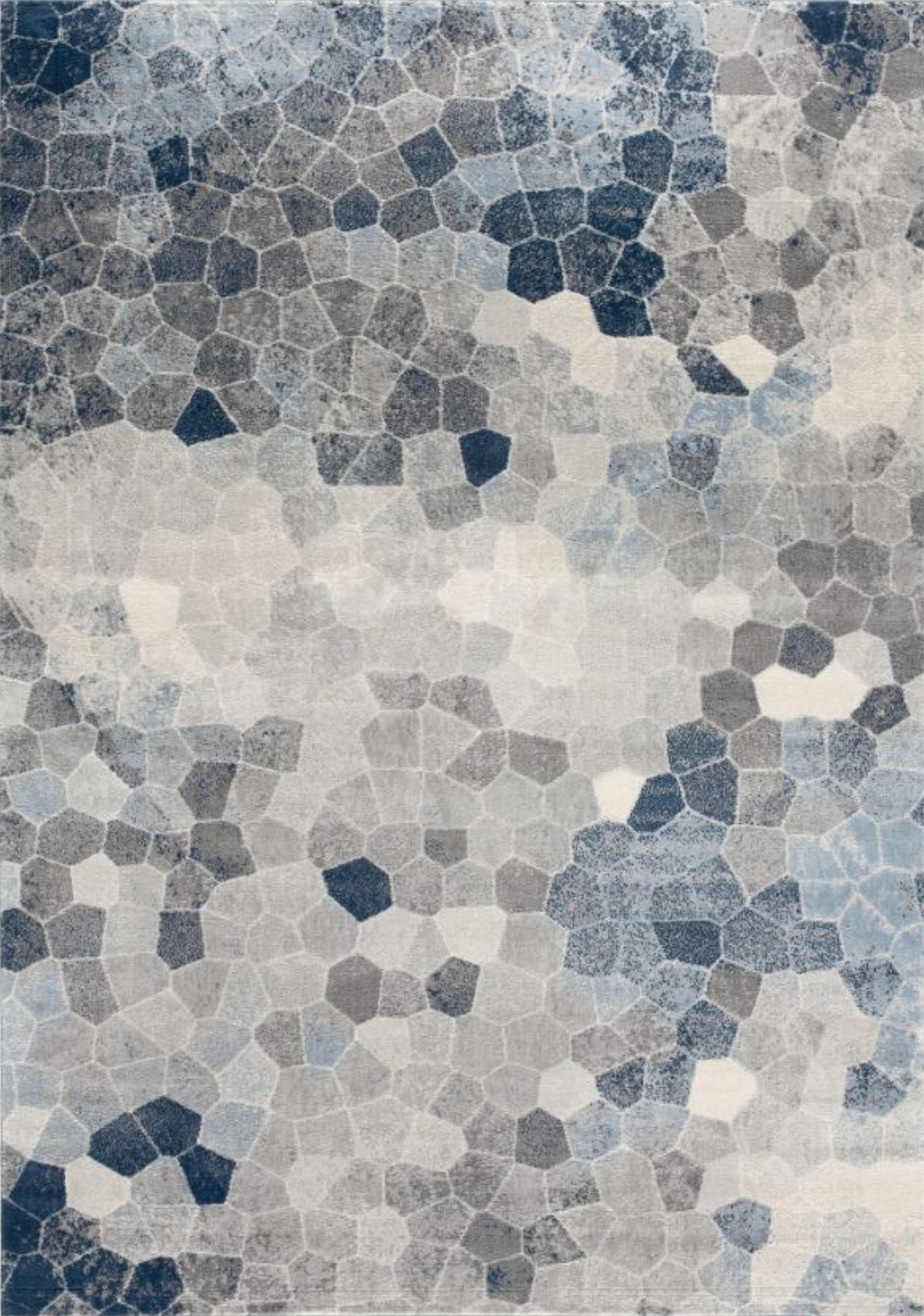 Tapis bleu contemporain géométrique Havana