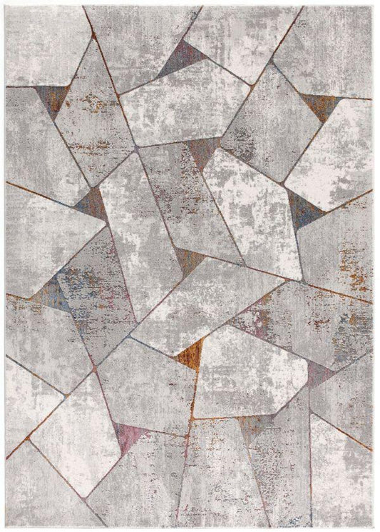 Kairon Geometric Contemporary Grey and Beige Indoor Rug