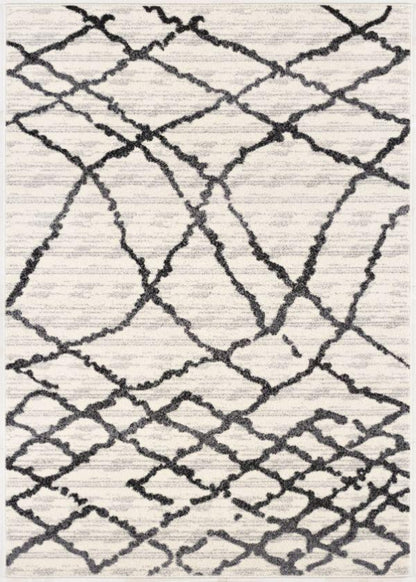 Amani Trellis Contemporary Grey and Black Indoor Rug