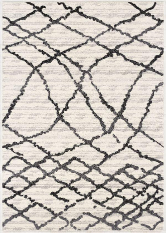 Amani Trellis Contemporary Grey and Black Indoor Rug