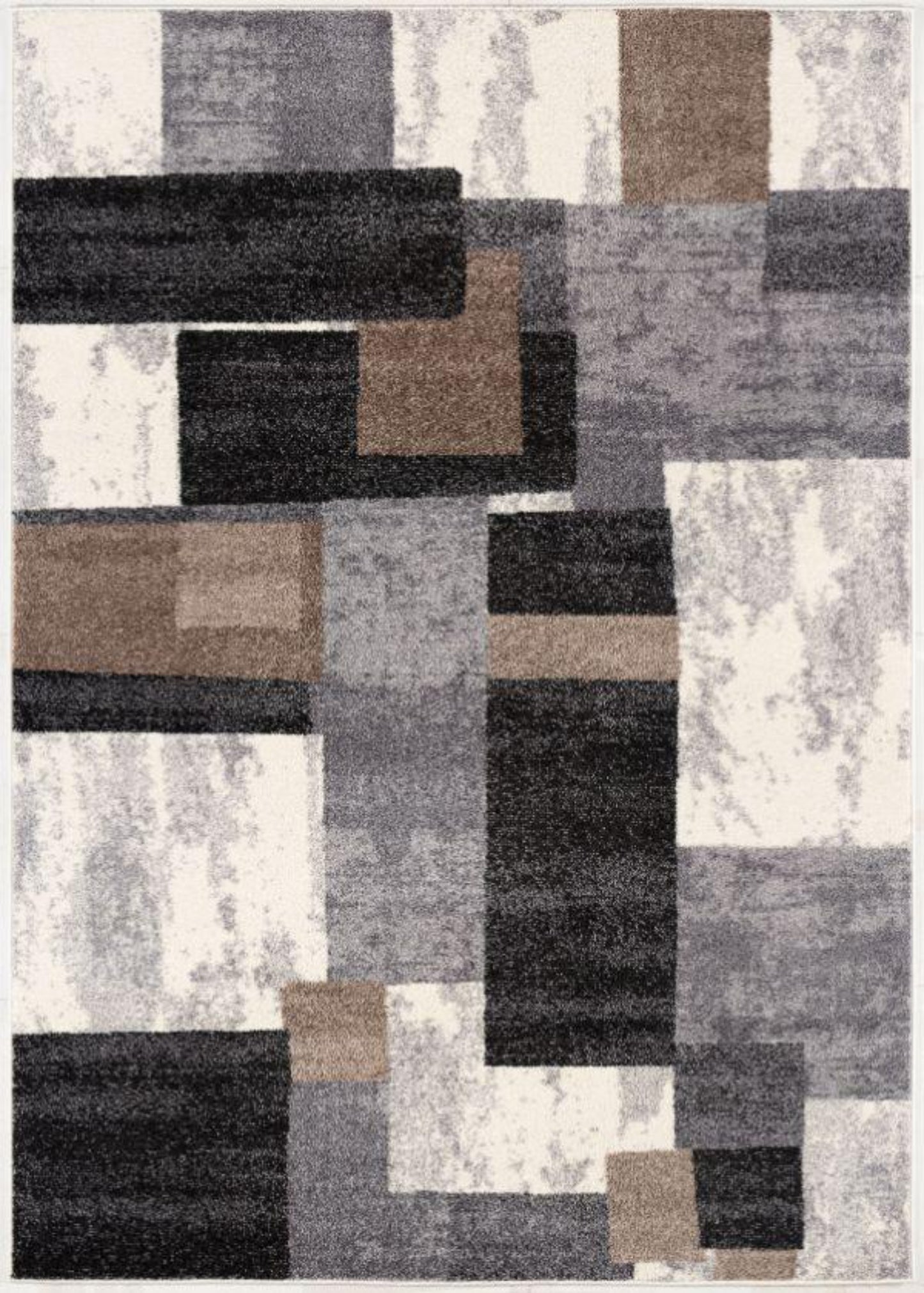 Mira Geometric Contemporary Black and Brown Indoor Rug