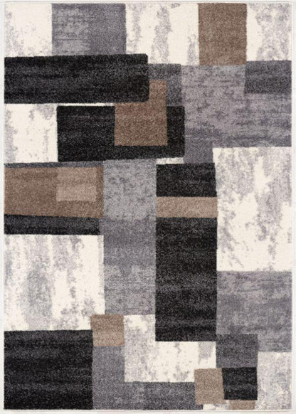 Mira Geometric Contemporary Black and Brown Indoor Rug