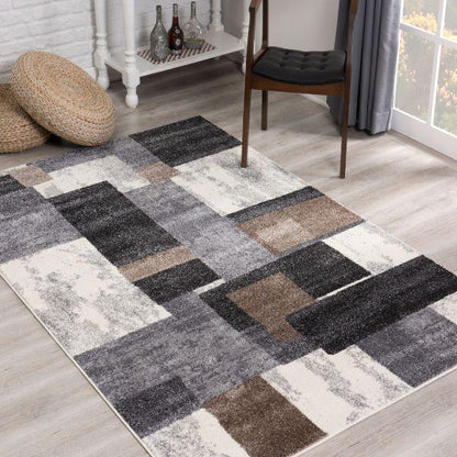 Nova Collection Modern Geometric Area Rug and Runner - Brown
