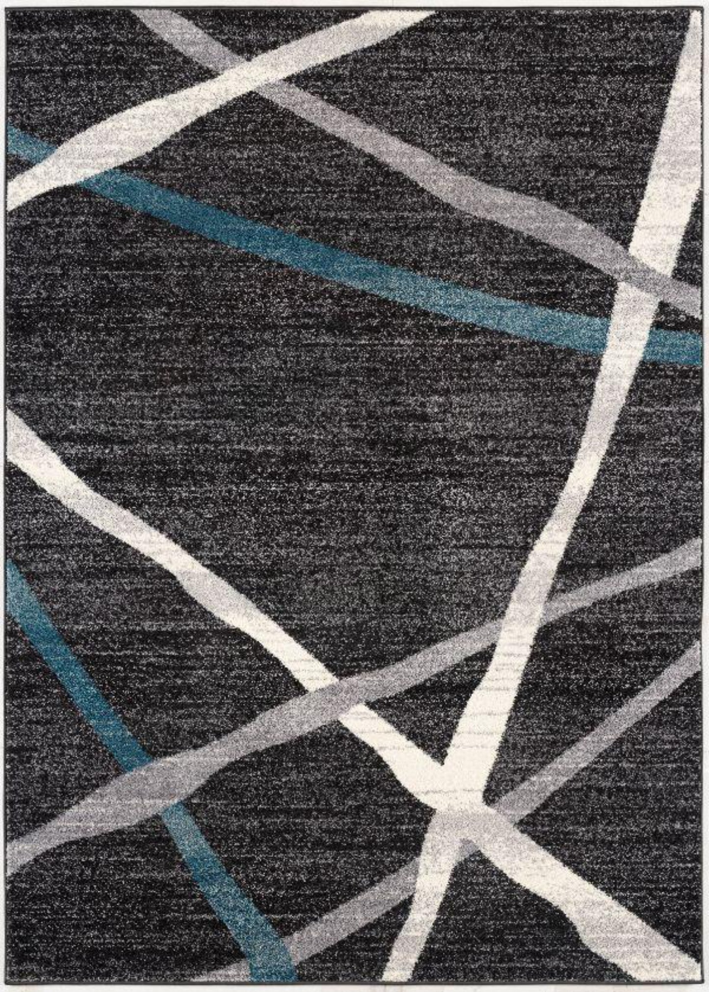 Azar Abstract Lines Contemporary Grey and Blue Indoor Rug