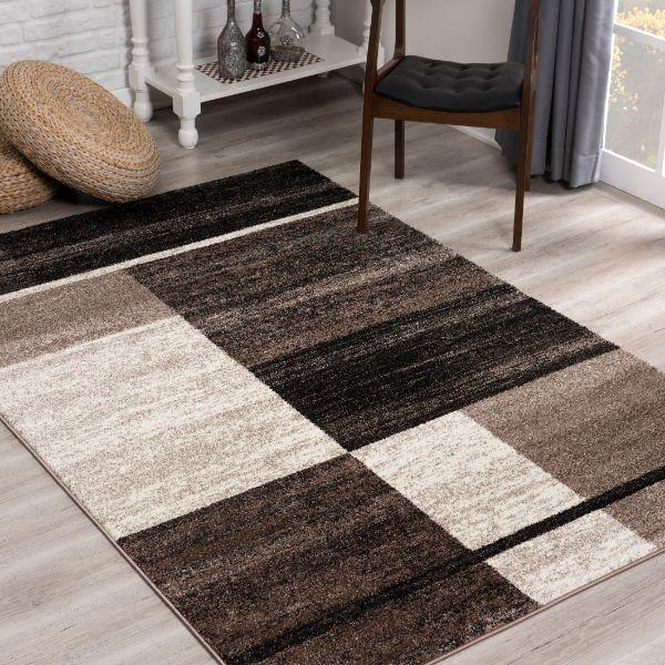 Nova Collection Modern Geometric Area Rug and Runner - Brown