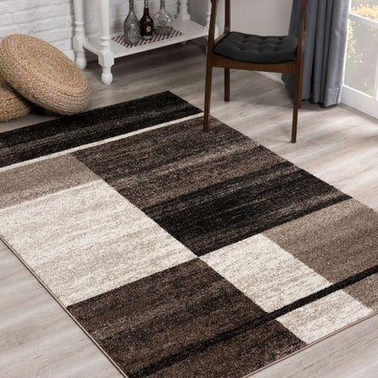 Nova Collection Modern Geometric Area Rug and Runner - Brown