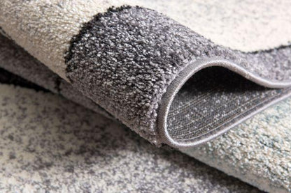 Nour Geometric Contemporary Grey and Blue Indoor Rug