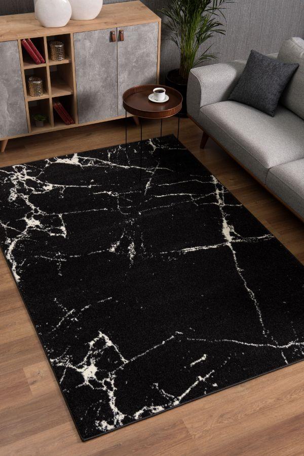 Siah Marble Contemporary Black and White Indoor Rug-3