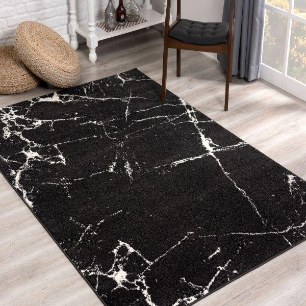 Siah Marble Contemporary Black and White Indoor Rug-4