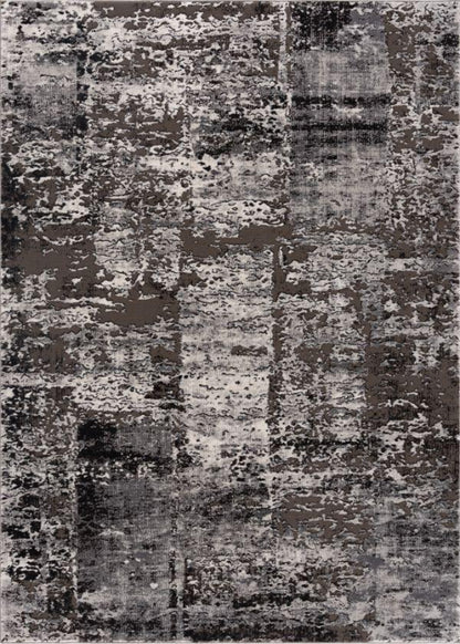 Obsidian Abstract Contemporary Grey and Black Indoor Rug
