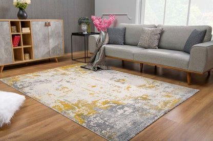 Solenne Abstract Contemporary Gold Indoor Rug
