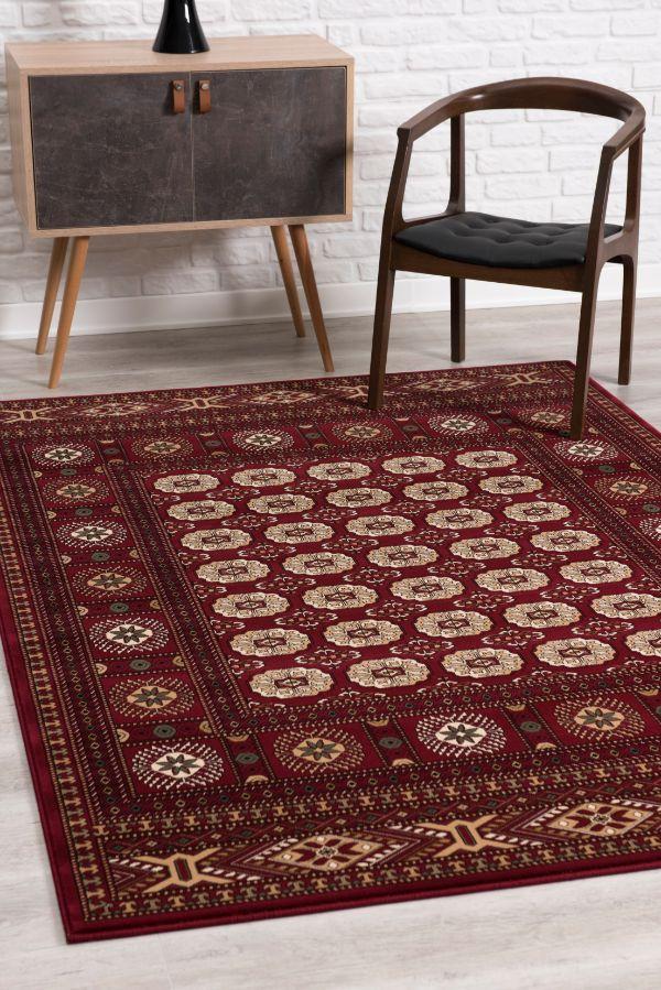 Majestic Collection Traditional Oriental Area Rug and Runner, Red