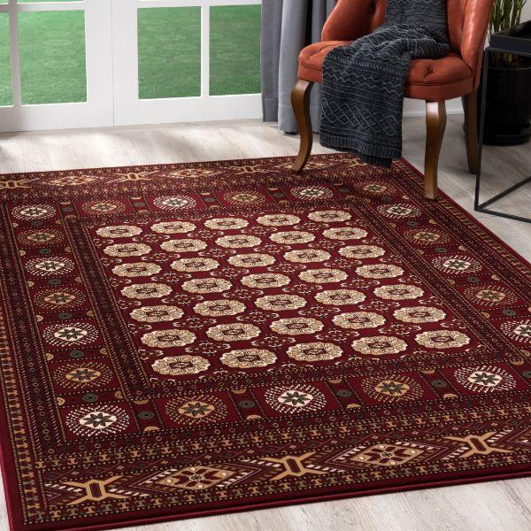 Majestic Collection Traditional Oriental Area Rug and Runner, Red