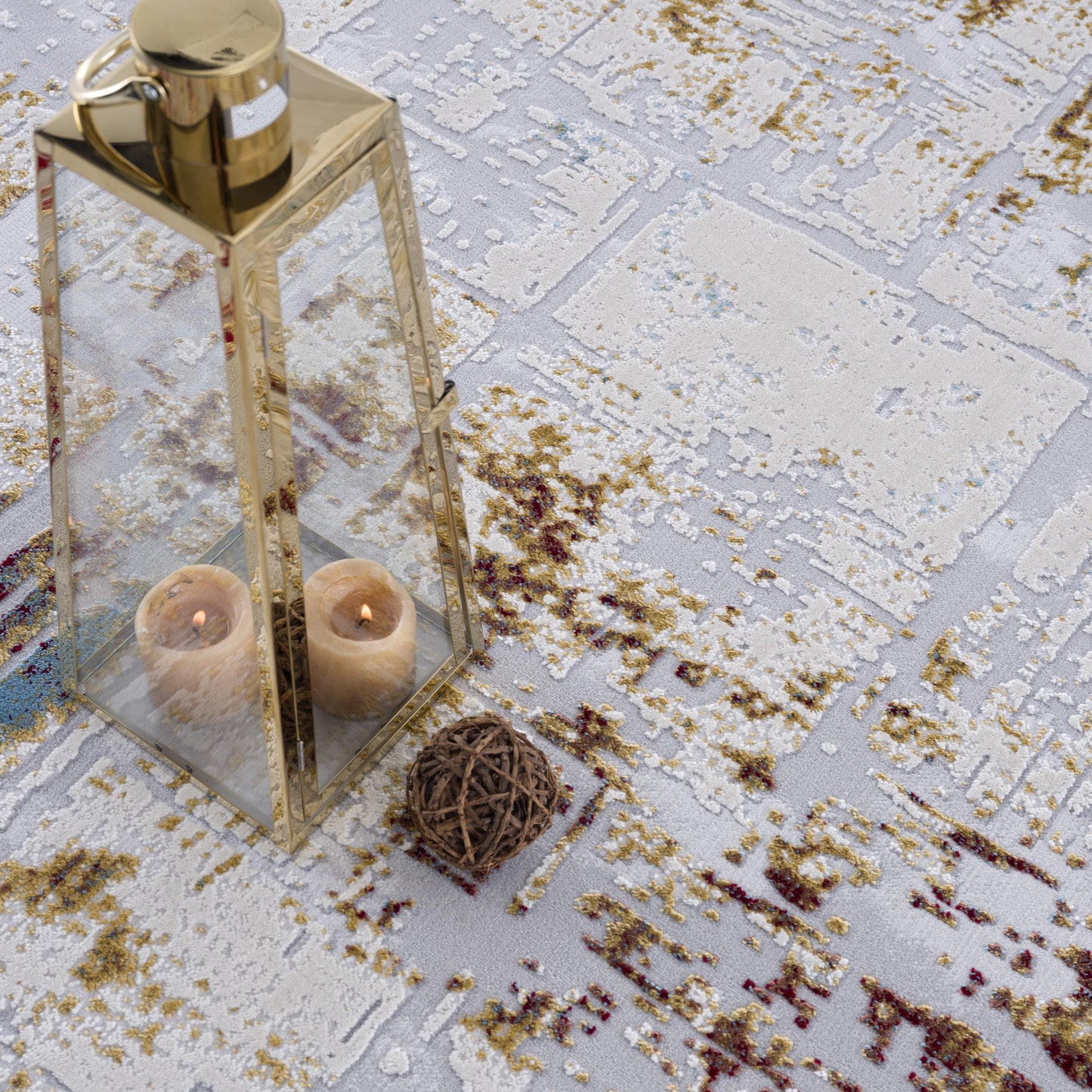 Alvera Abstract Contemporary Beige and Red Indoor Rug