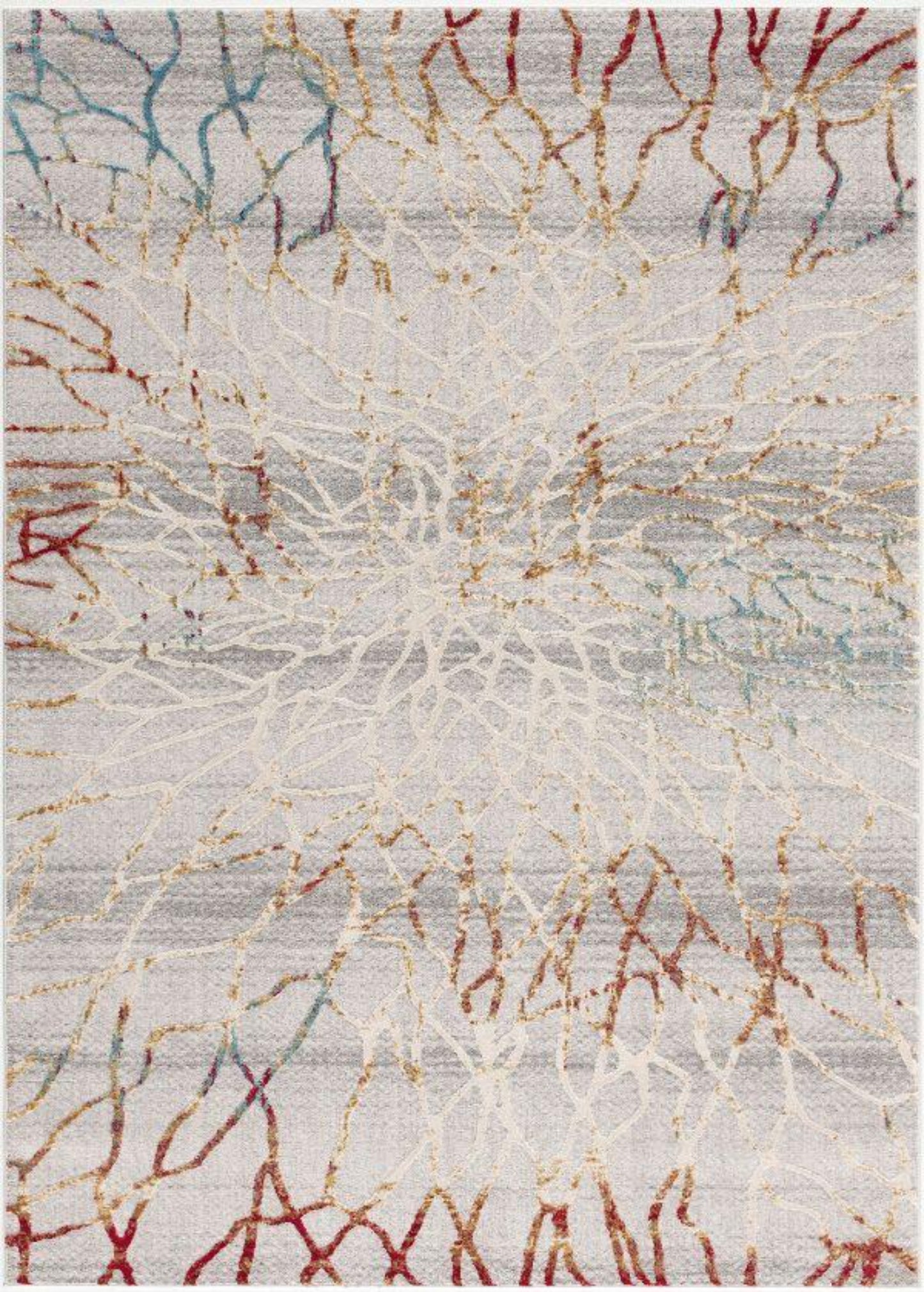 Lunara Abstract Contemporary Grey and Red Indoor Rug-1