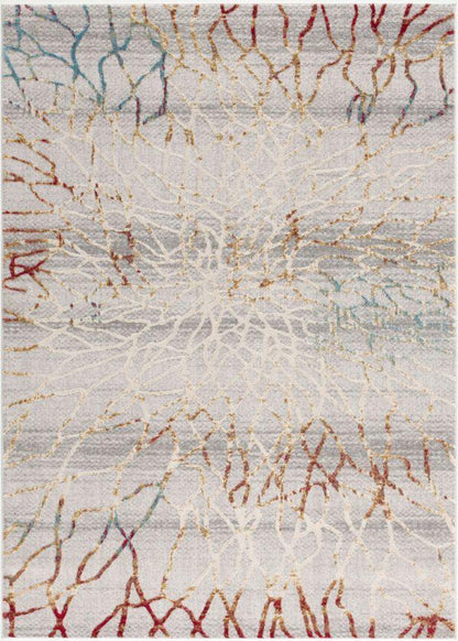 Lunara Abstract Contemporary Grey and Red Indoor Rug-1