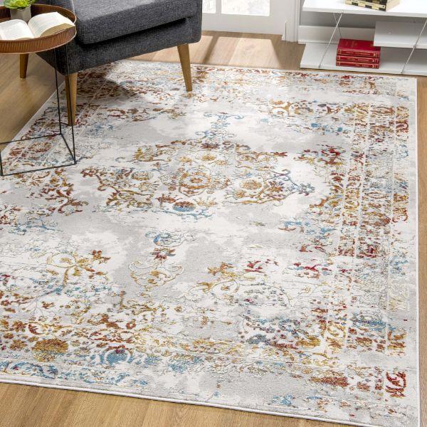 Vogue Collection Modern Oriental Distressed Area Rug and Runner - Multi