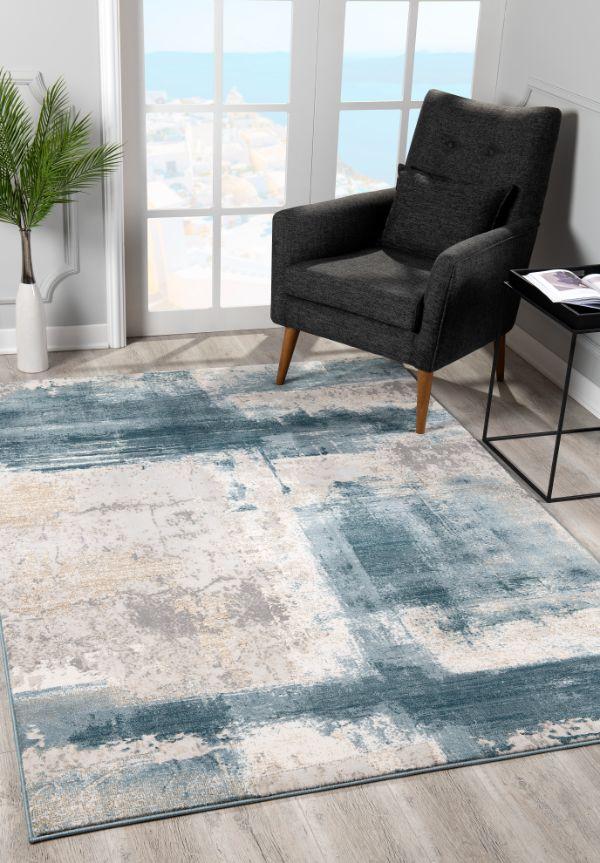 Terano Abstract Contemporary Blue Indoor Rug