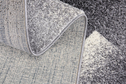 Riwaq Abstract Contemporary Grey and Blue Indoor Rug