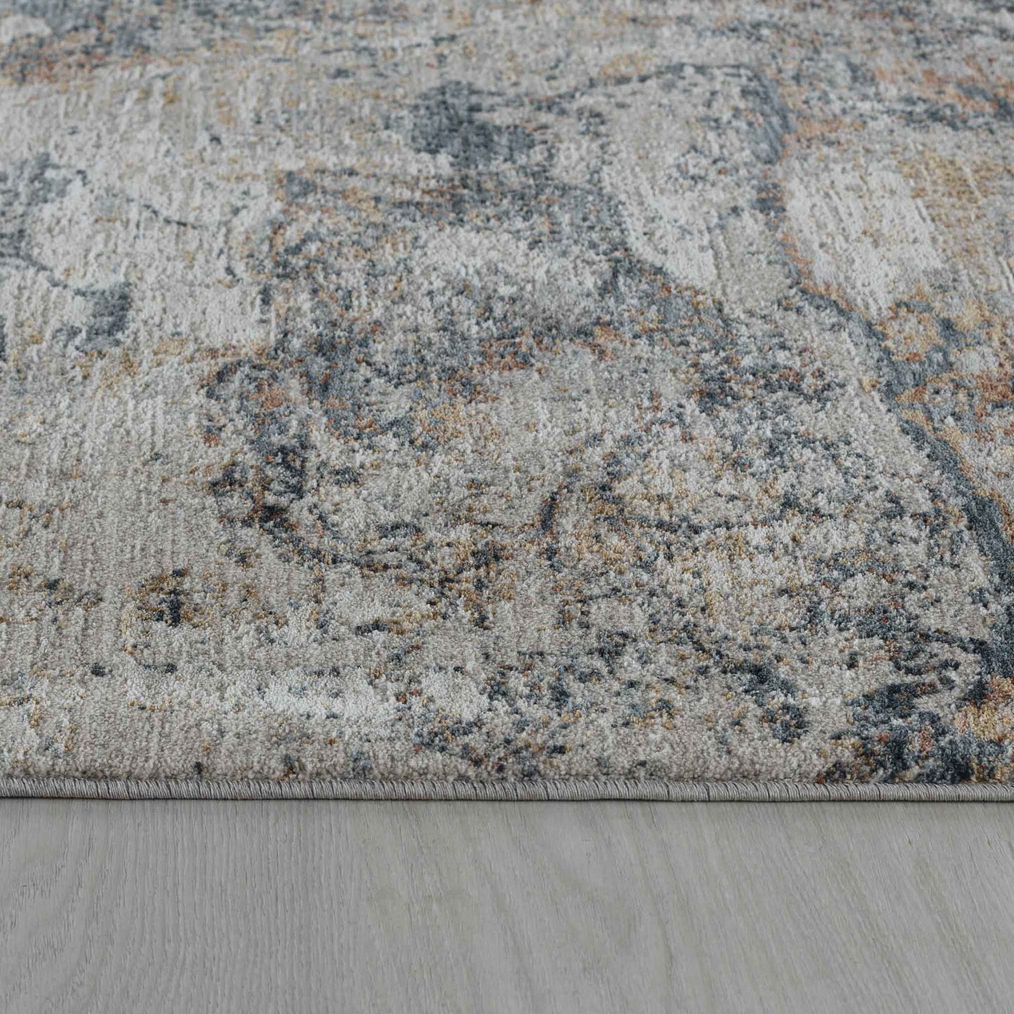 Caldera Abstract Stone Contemporary Beige and Blue Indoor Rug