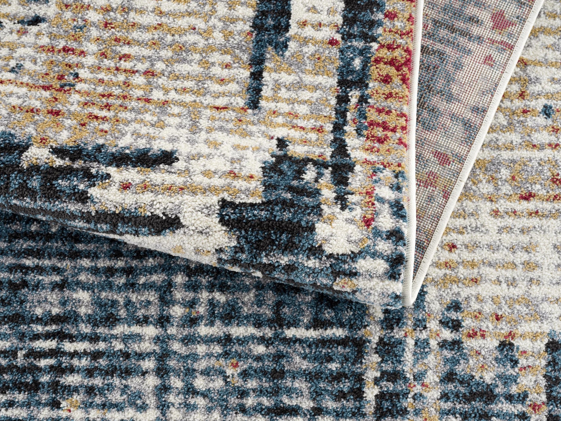 Mehr Abstract Contemporary Blue and Red Indoor Rug-8