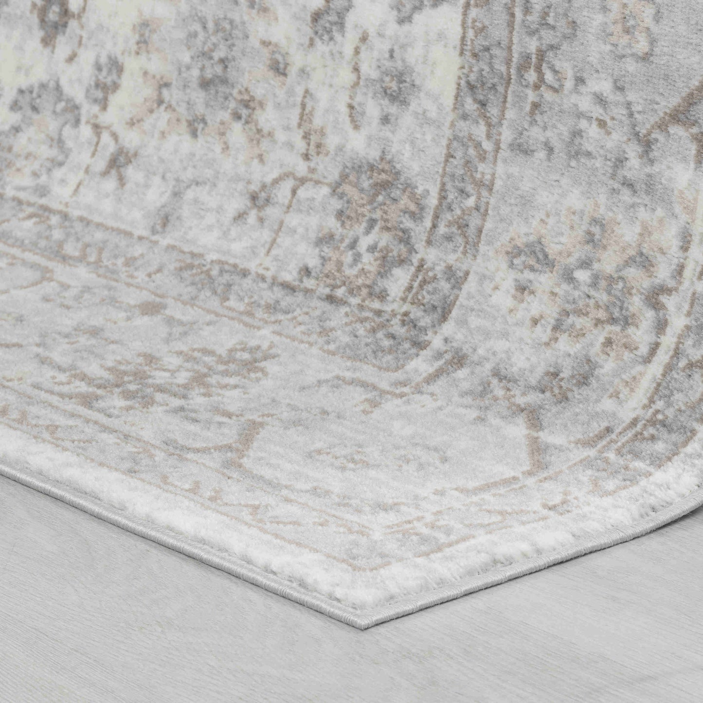 Hala Oriental Floral Traditional Grey and Brown Indoor Rug