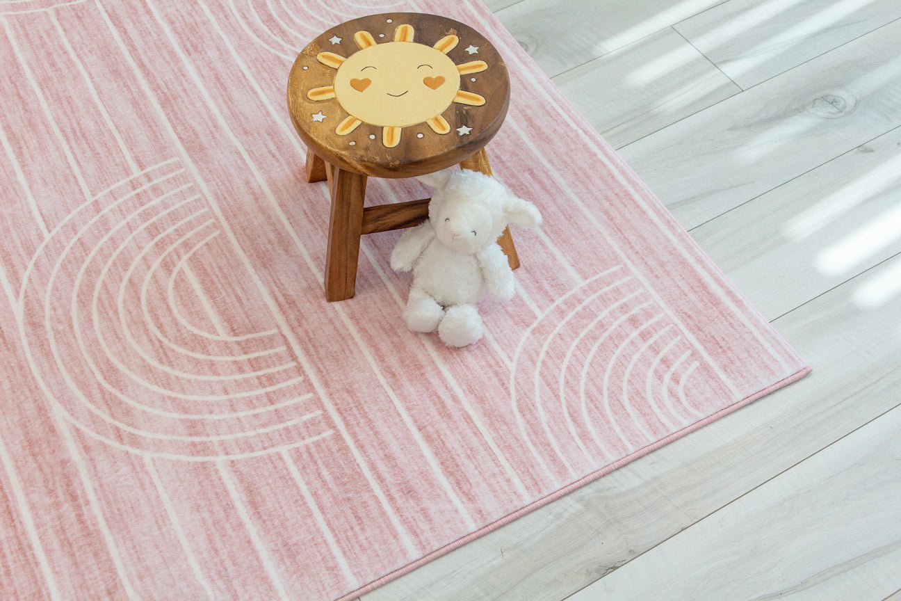 Luma Geometric Modern Pink and Cream Indoor Rug-8