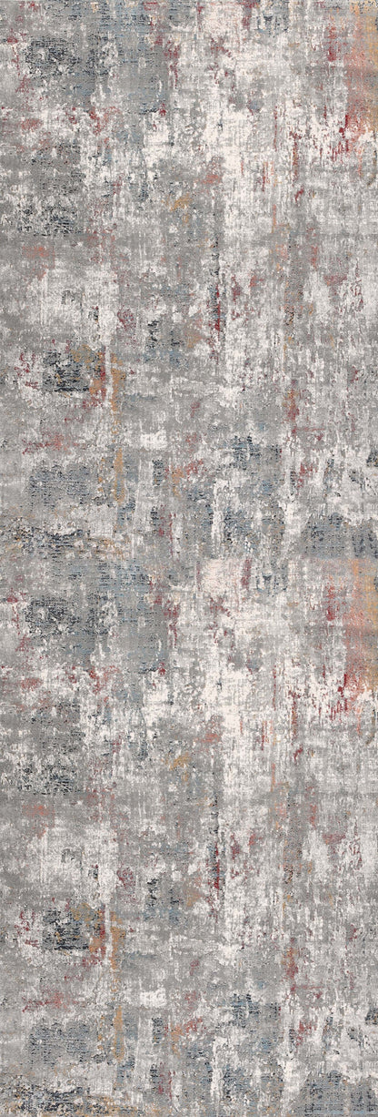 Aeris Distressed Abstract Comtemporary Grey and Red Indoor Rug